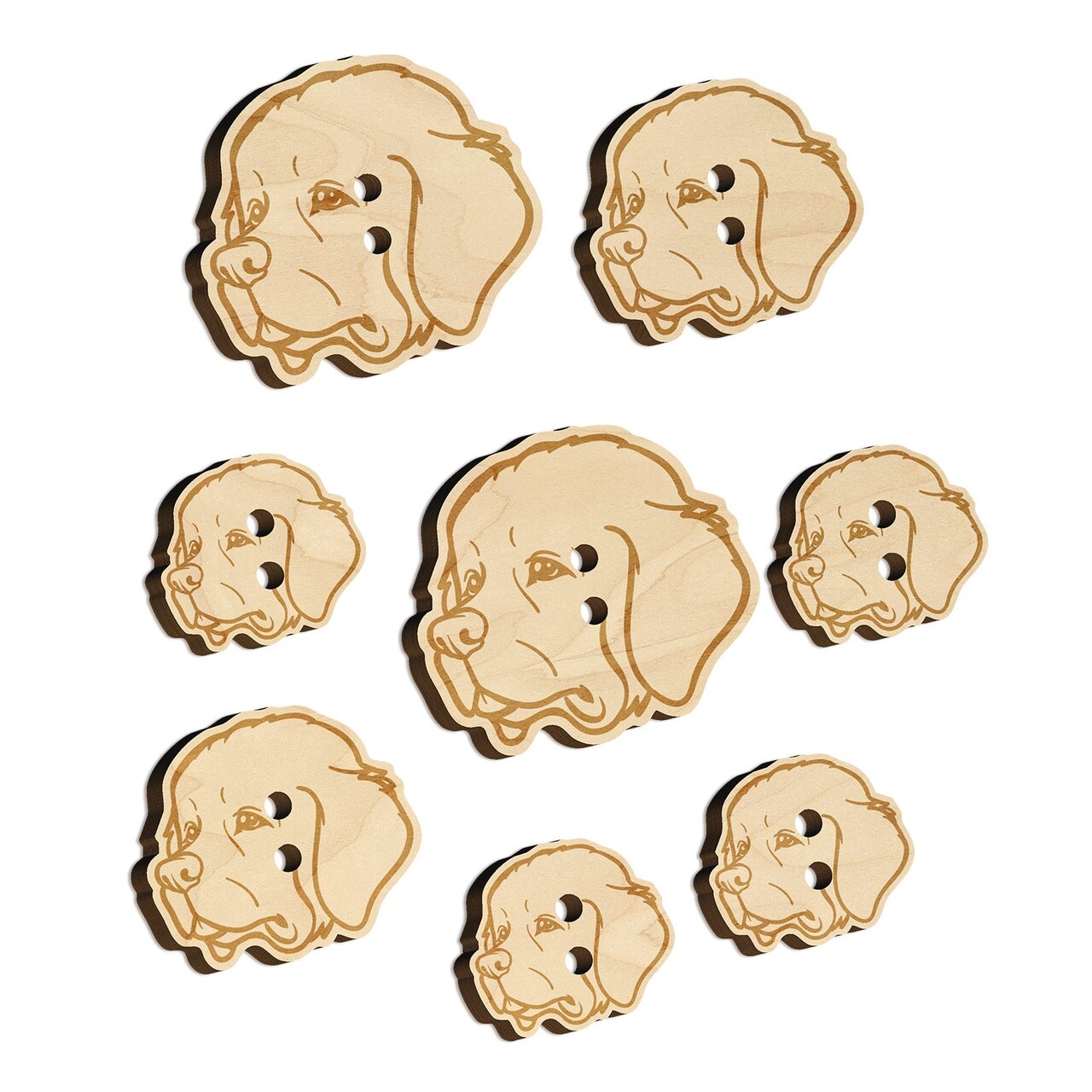 Newfoundland Dog Head Wood Buttons for Sewing Knitting Crochet DIY Craft